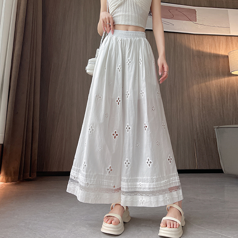 Straight culottes crochet wide leg pants for women