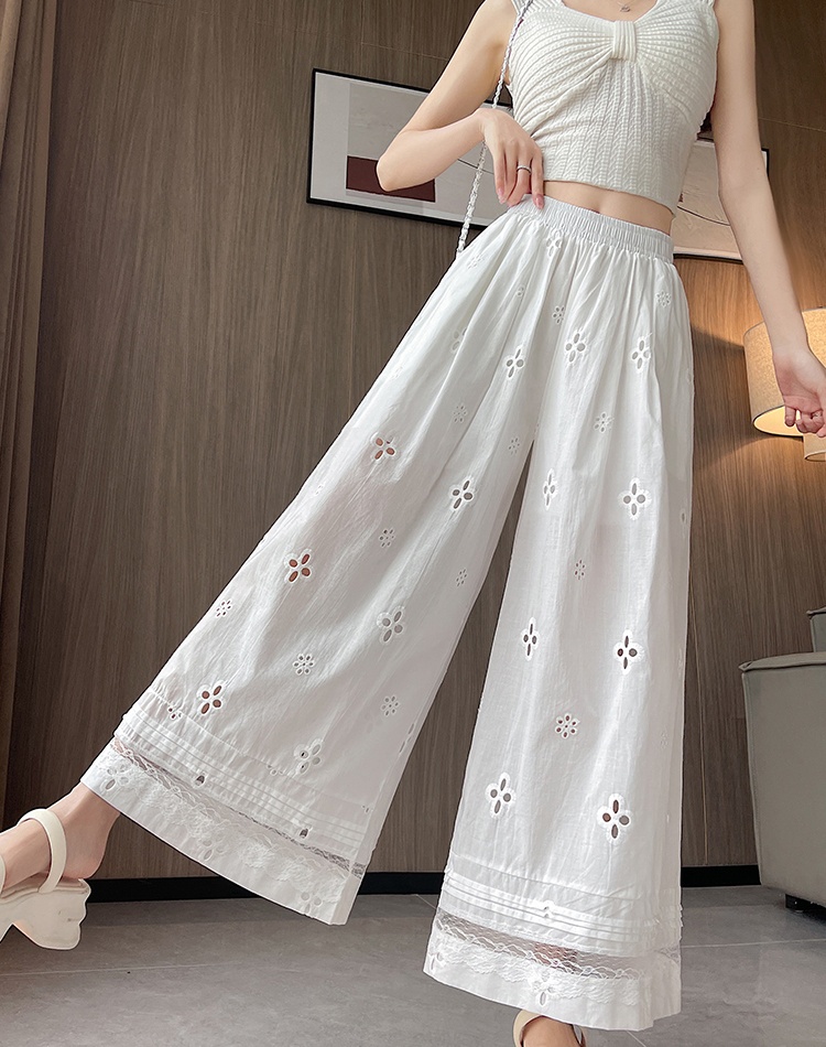 Straight culottes crochet wide leg pants for women