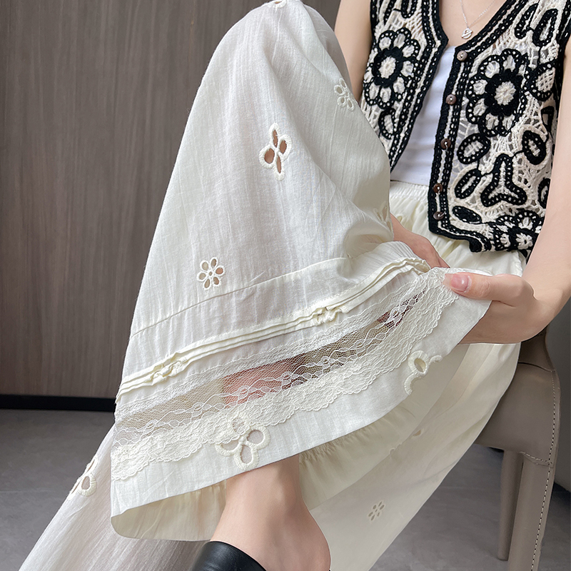 Straight culottes crochet wide leg pants for women