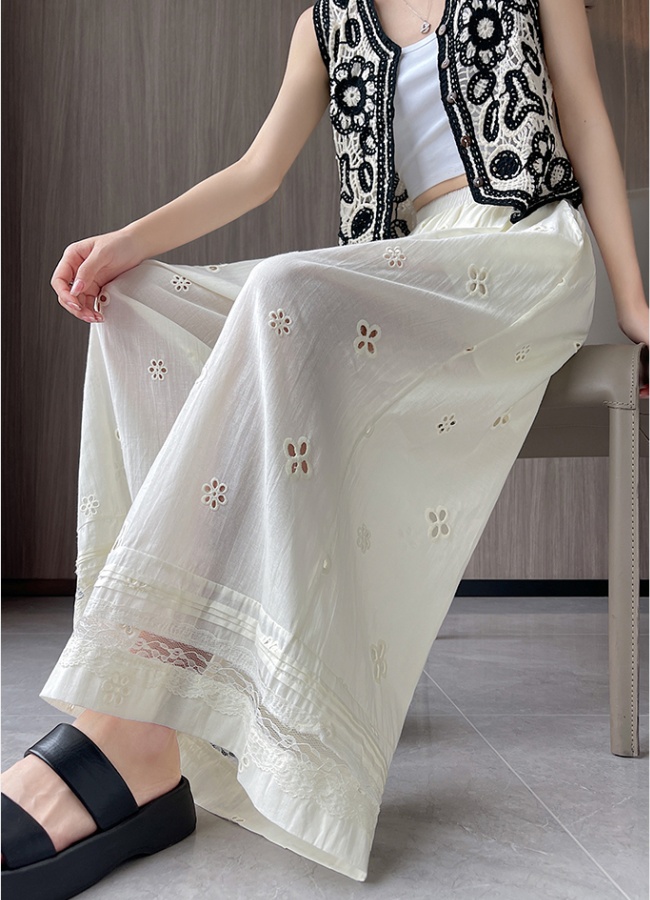 Straight culottes crochet wide leg pants for women