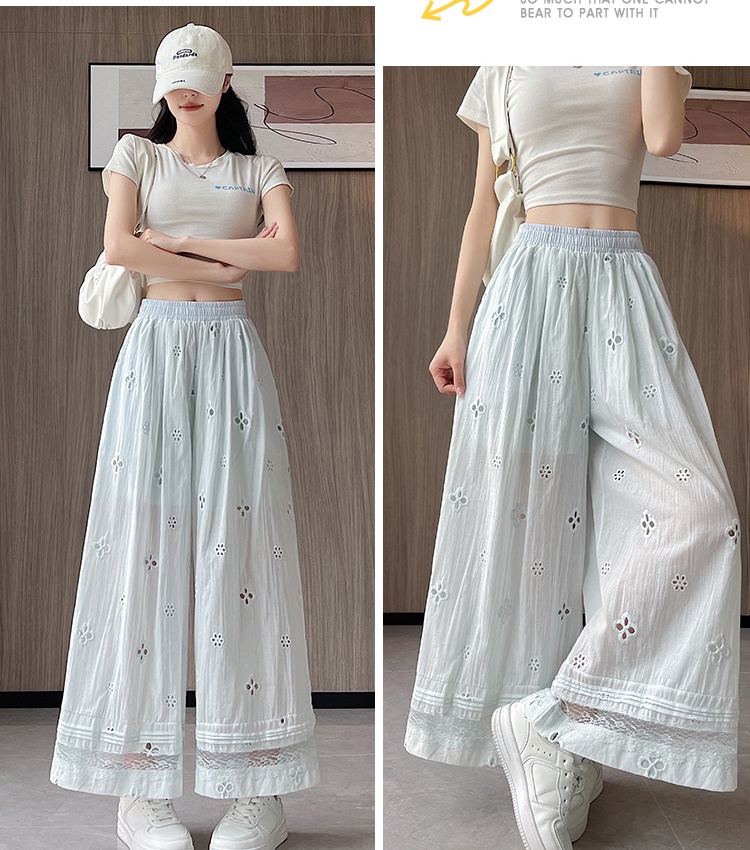 Straight culottes crochet wide leg pants for women