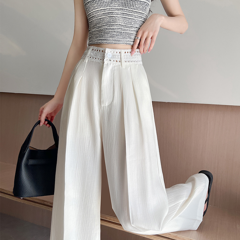 Hollow wide leg pants casual pants for women