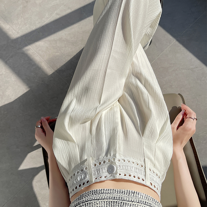 Hollow wide leg pants casual pants for women