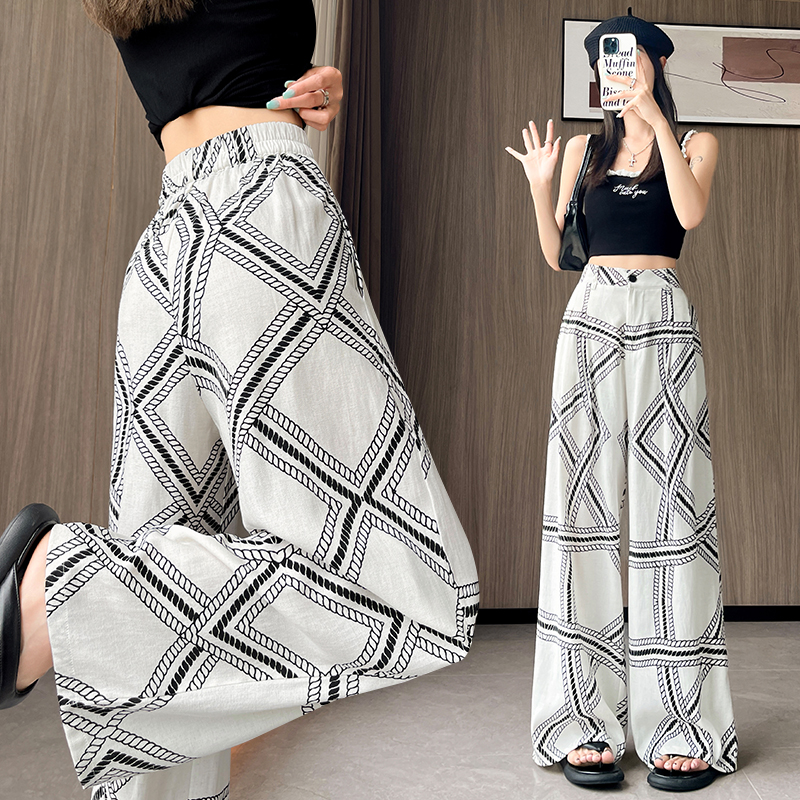 Summer wide leg pants lazy long pants for women