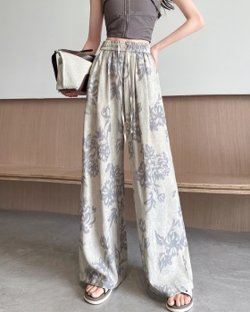 Flax wide leg pants drape casual pants for women