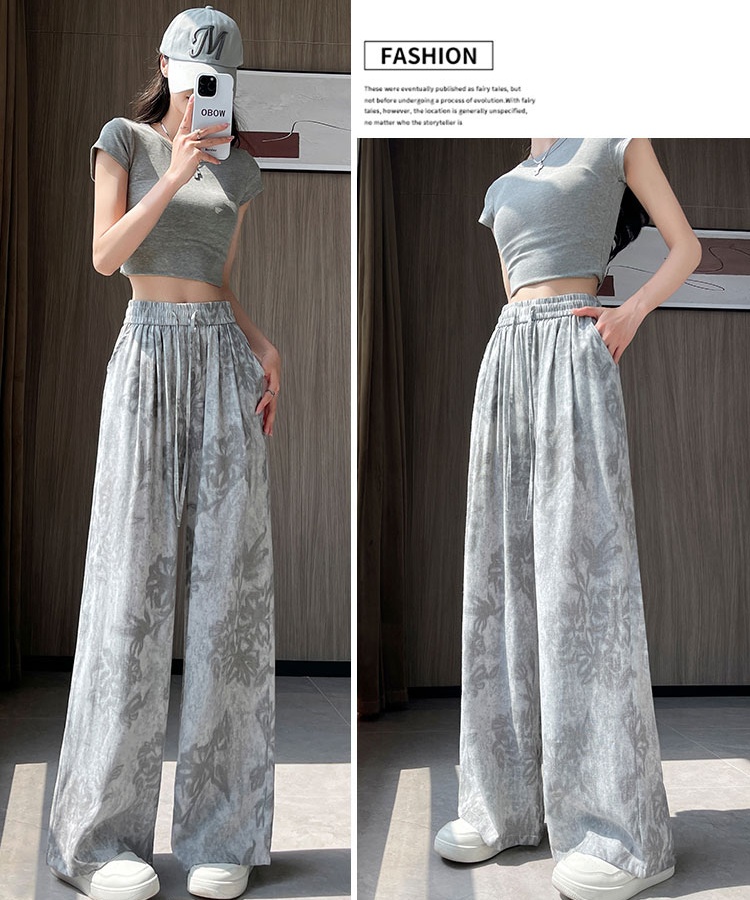Flax wide leg pants drape casual pants for women