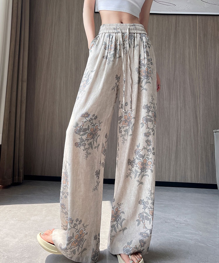 Flax wide leg pants drape casual pants for women