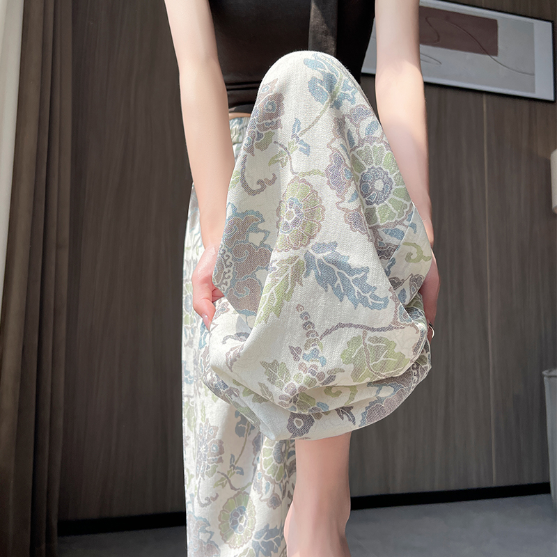 Flax wide leg pants drape casual pants for women