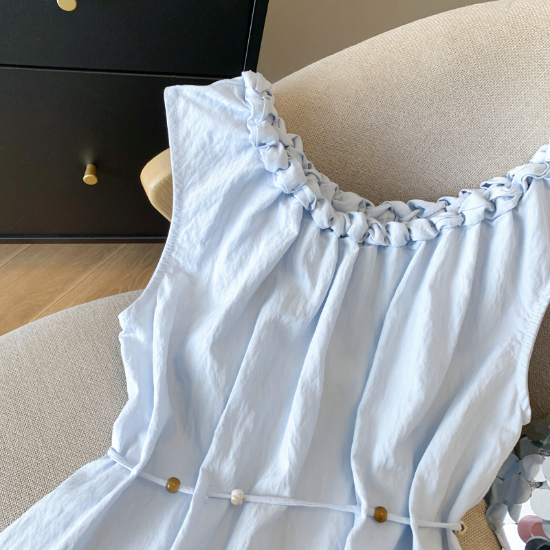 Twist beads vest sleeveless weave collar small shirt