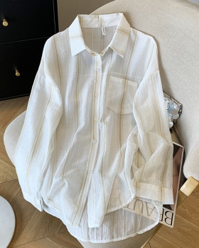 Loose stripe sun shirt thin shirt for women