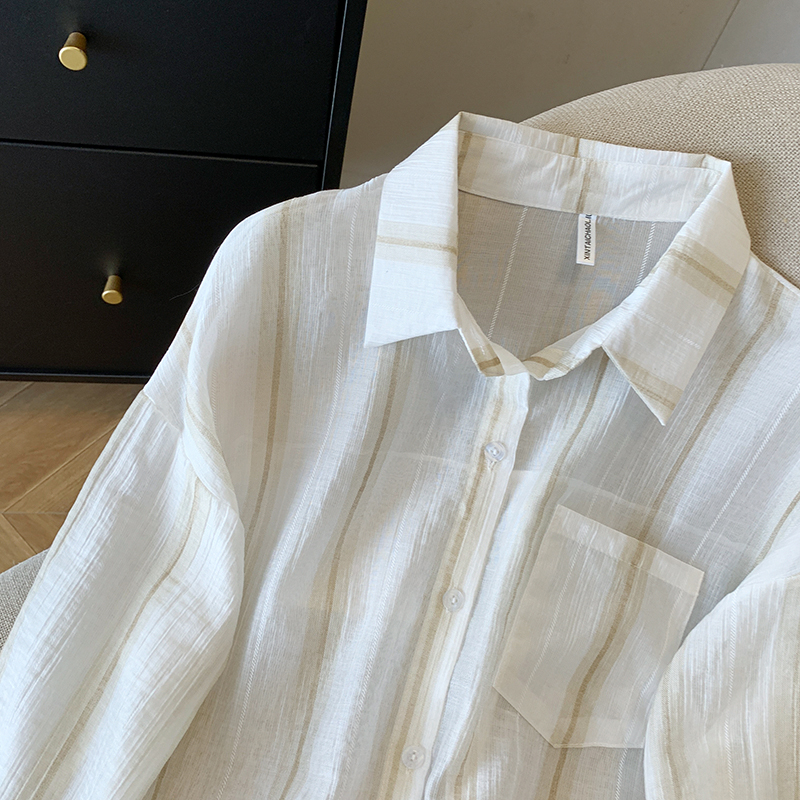 Loose stripe sun shirt thin shirt for women