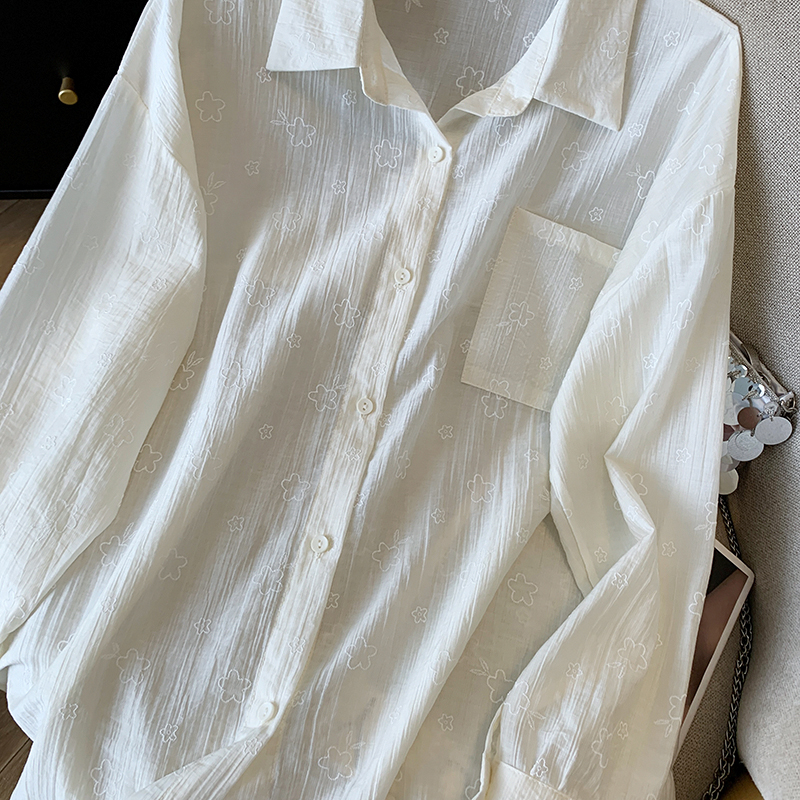 Loose thin shirt summer sunscreen sun shirt for women