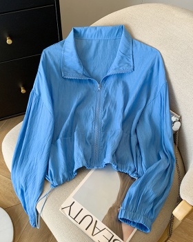 Cstand collar summer tops thin all-match coat for women