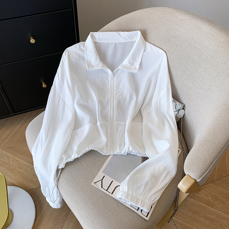 Cstand collar summer tops thin all-match coat for women