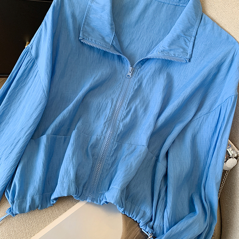 Cstand collar summer tops thin all-match coat for women