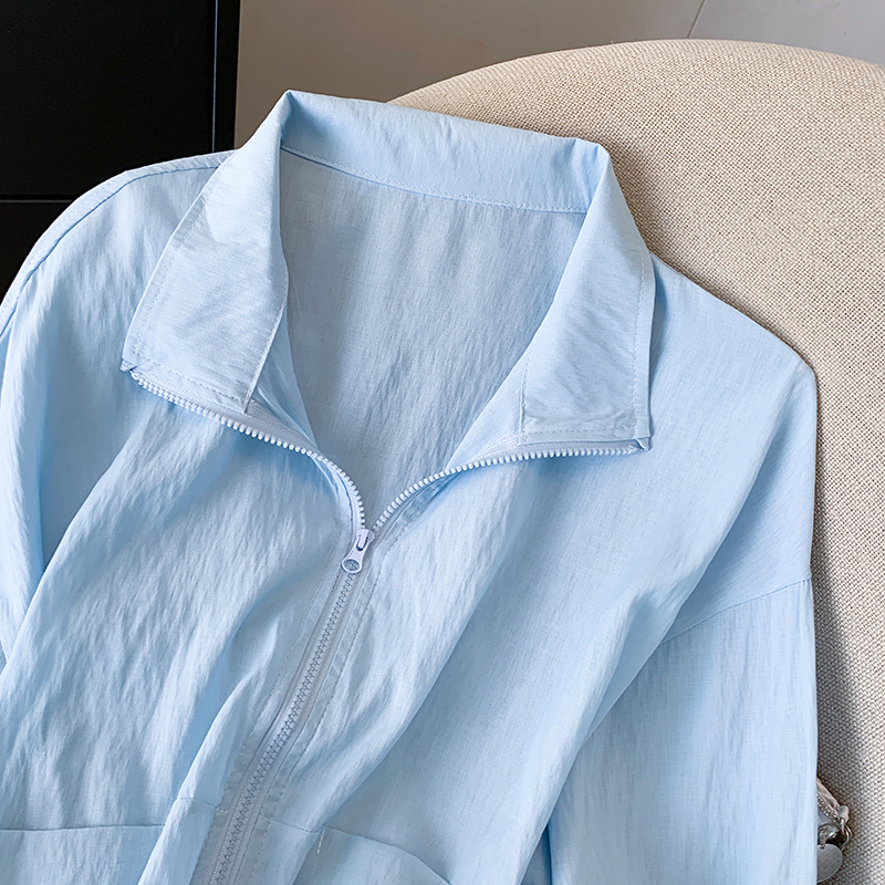 Cstand collar summer tops thin all-match coat for women