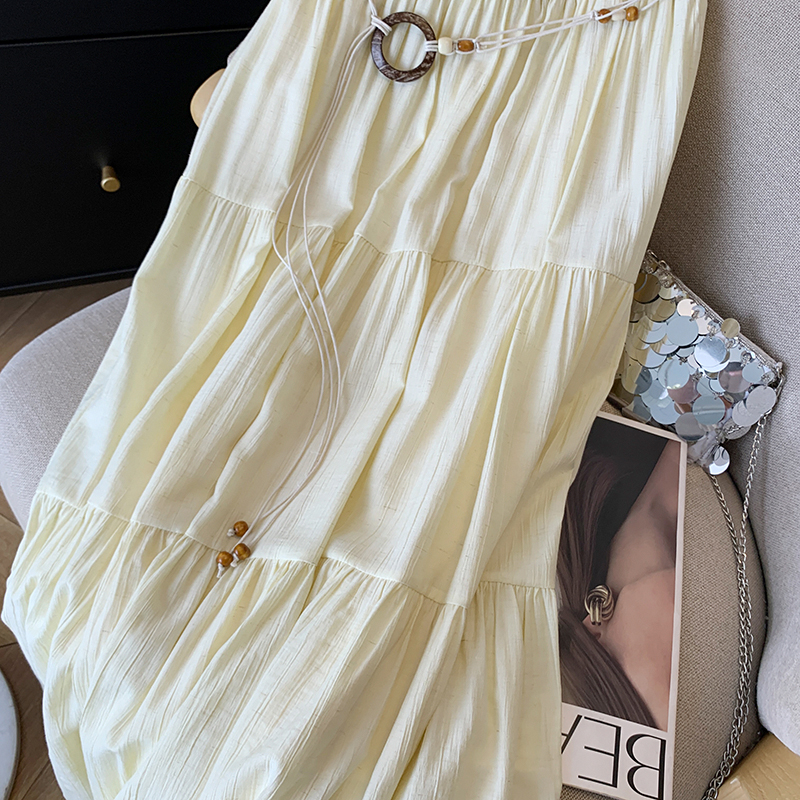 Long big skirt retro long skirt art frenum skirt