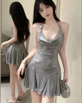 Spicegirl silver T-back enticement sexy dress for women