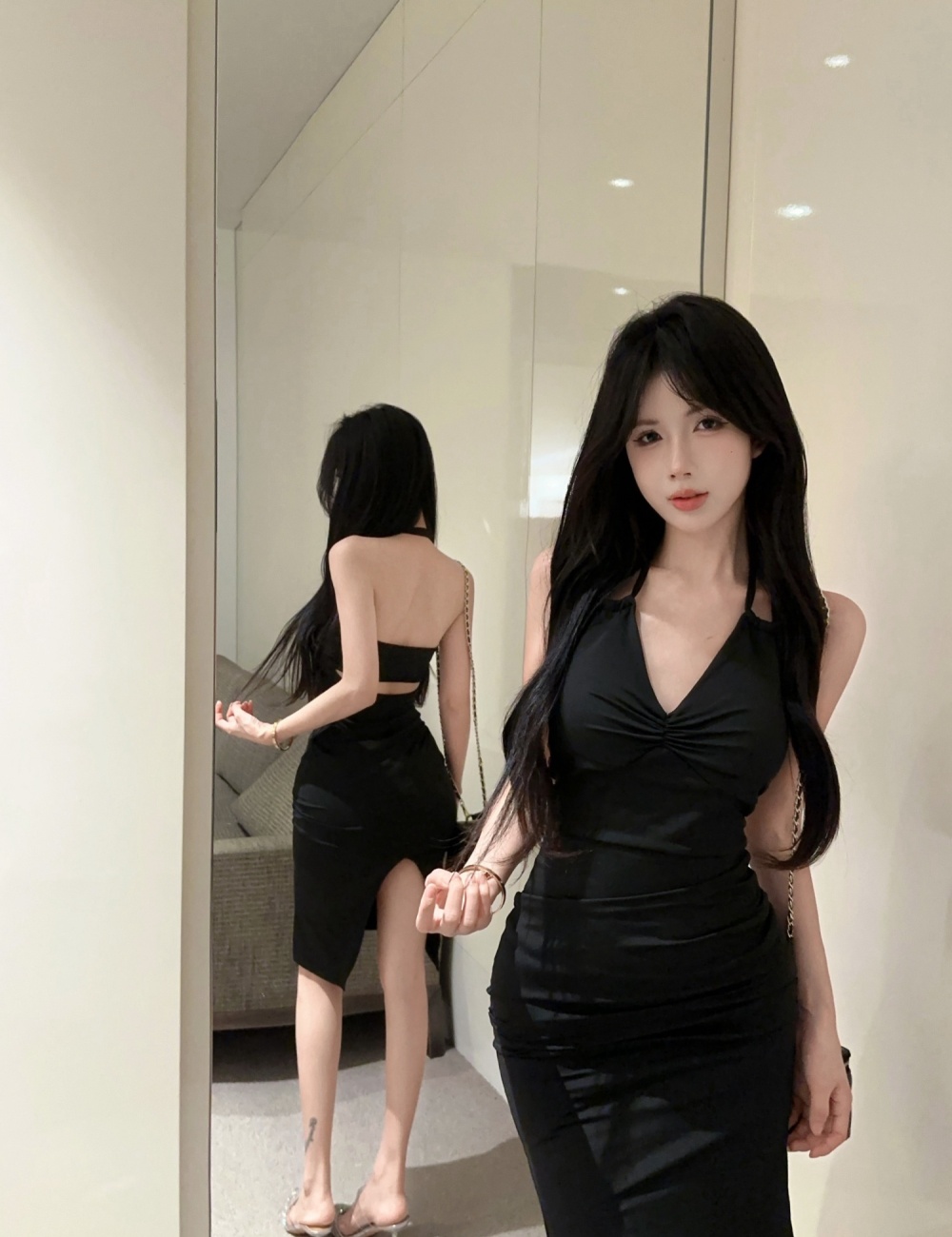 Elasticity sexy chest pad spicegirl dress for women