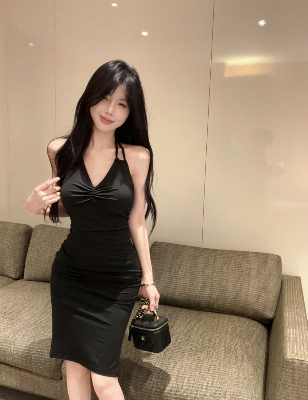 Elasticity sexy chest pad spicegirl dress for women