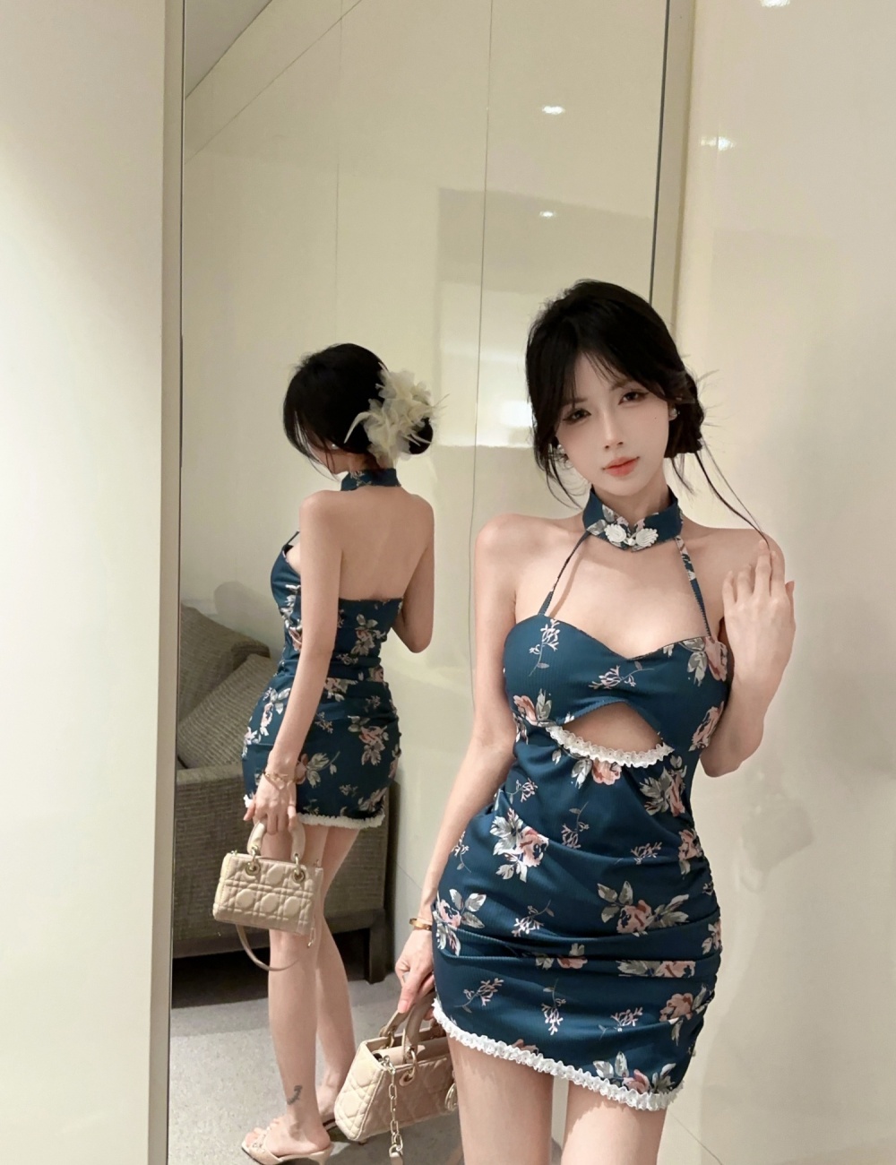 Tight nightclub spicegirl retro printing dress