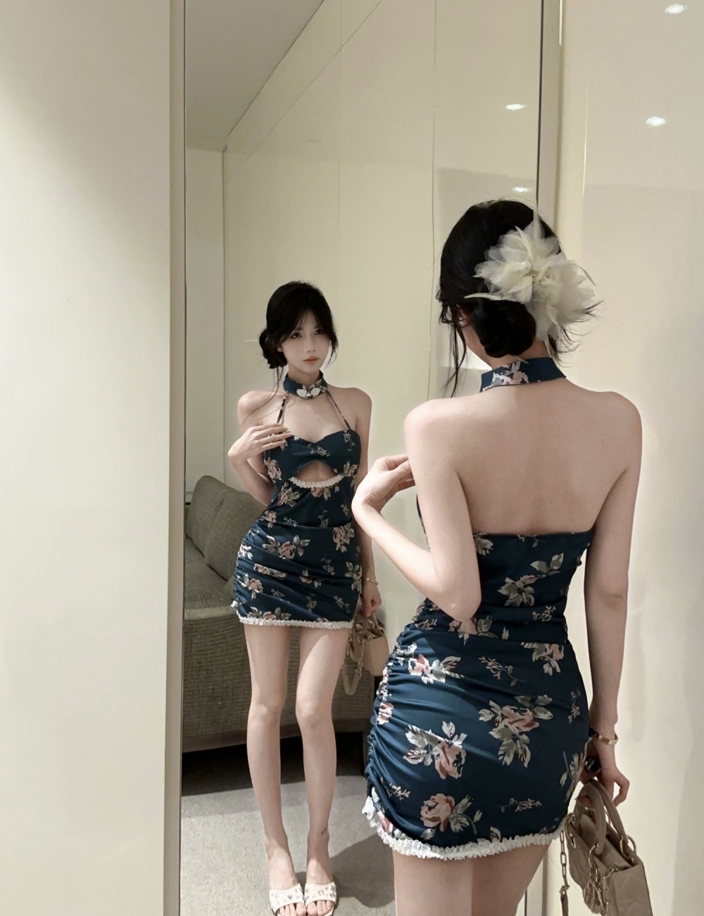 Tight nightclub spicegirl retro printing dress