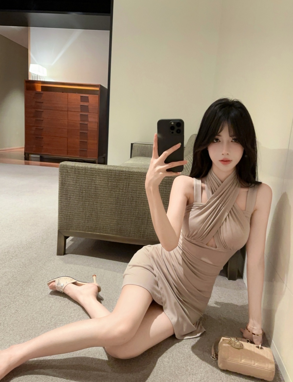 Halter fashion elasticity cross dress for women
