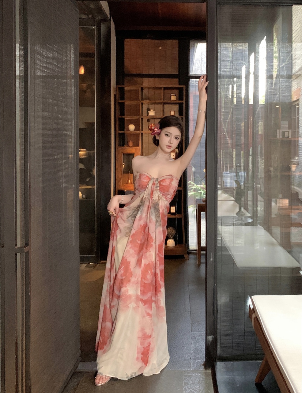 Chinese style tie dye temperament slim niche dress