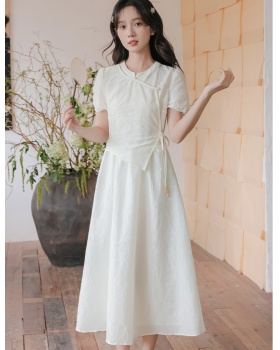 Bandage jacquard long dress pinched waist summer dress