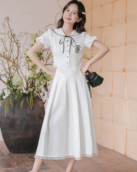 White skirt college style cosplay 2pcs set for women