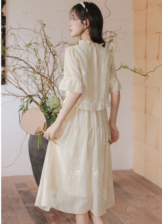 Summer Pseudo-two art long dress retro sweet dress