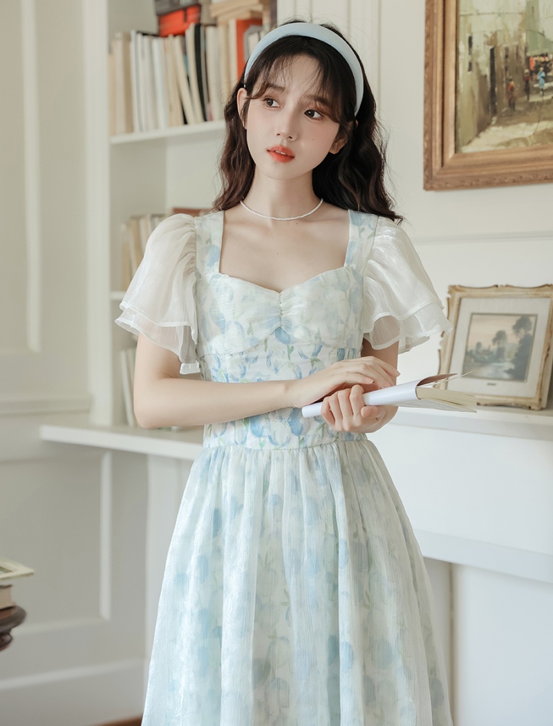 A-line pinched waist dress slim long dress for women
