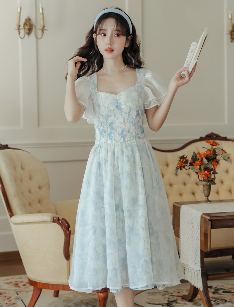 A-line pinched waist dress slim long dress for women