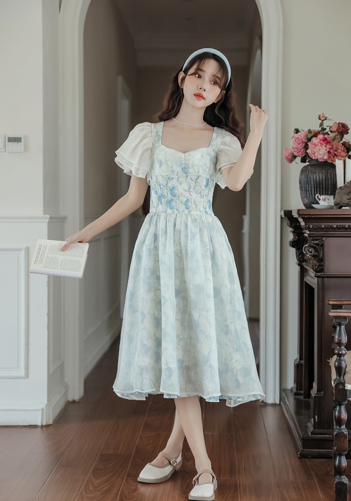 A-line pinched waist dress slim long dress for women