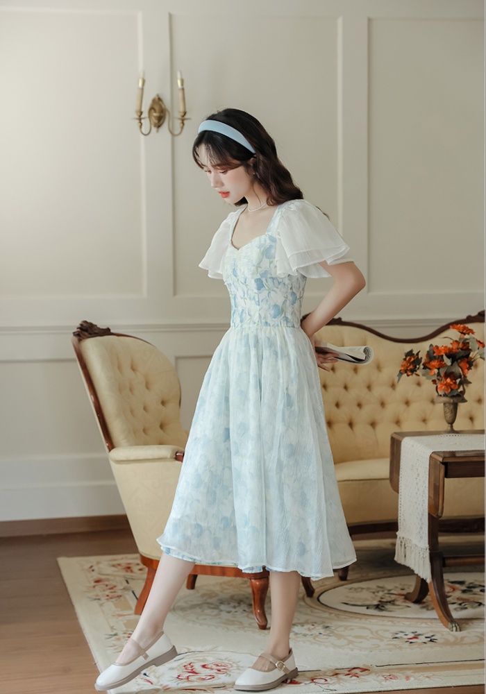 A-line pinched waist dress slim long dress for women