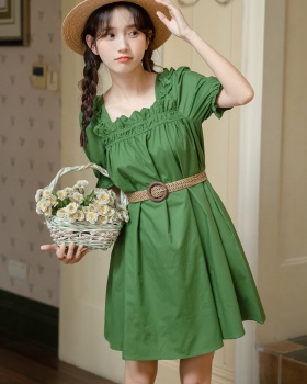 Slim square collar maiden waistband T-back