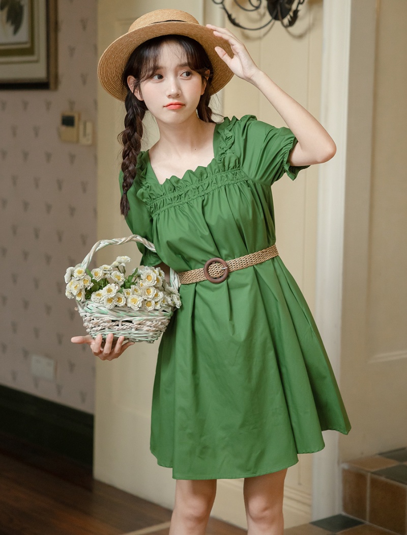 Slim square collar maiden waistband T-back
