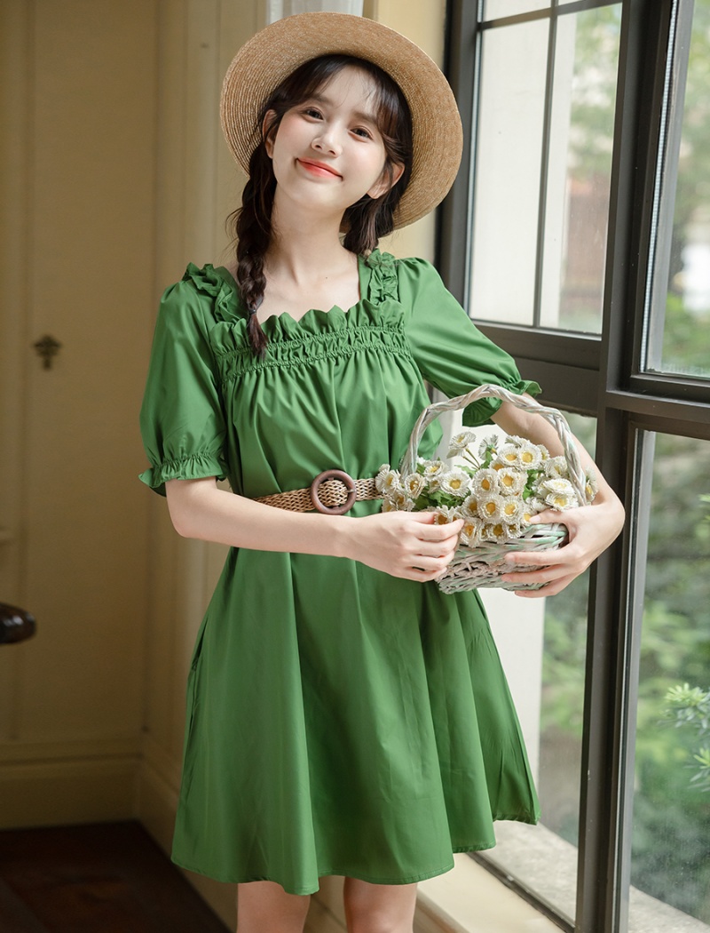 Slim square collar maiden waistband T-back