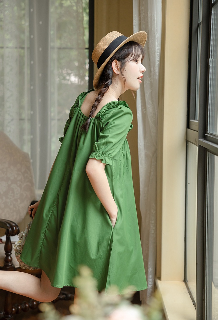 Slim square collar maiden waistband T-back