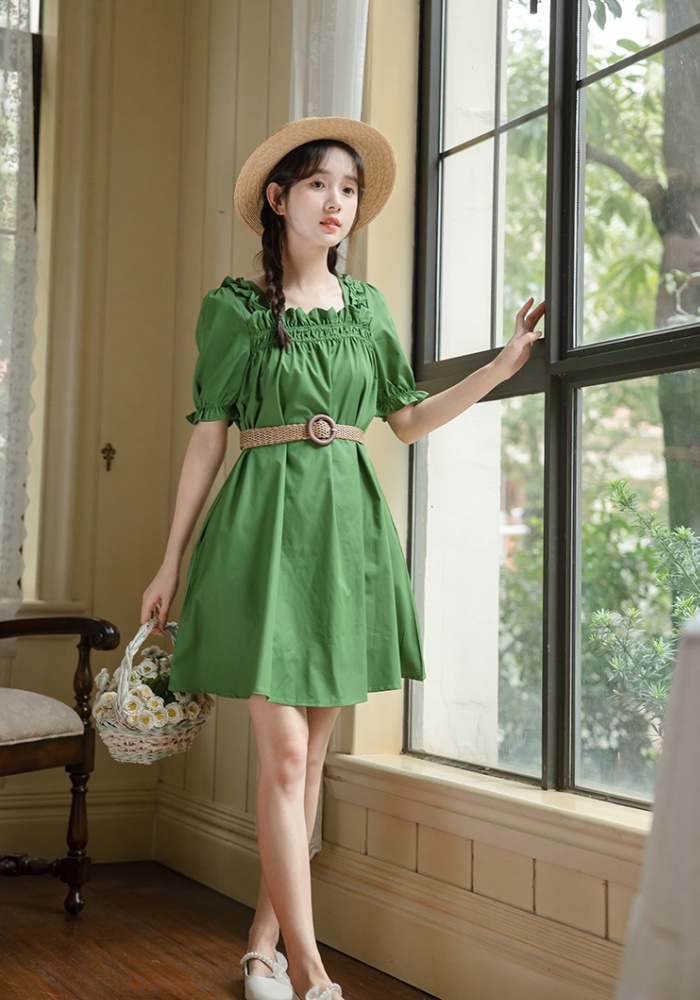 Slim square collar maiden waistband T-back