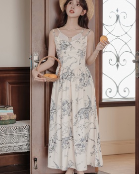 Slim temperament pinched waist niche splice dress for women