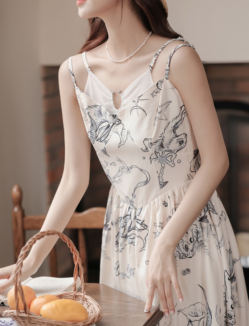 Slim temperament pinched waist niche splice dress for women