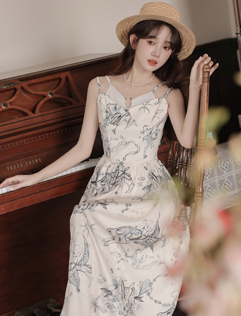 Slim temperament pinched waist niche splice dress for women