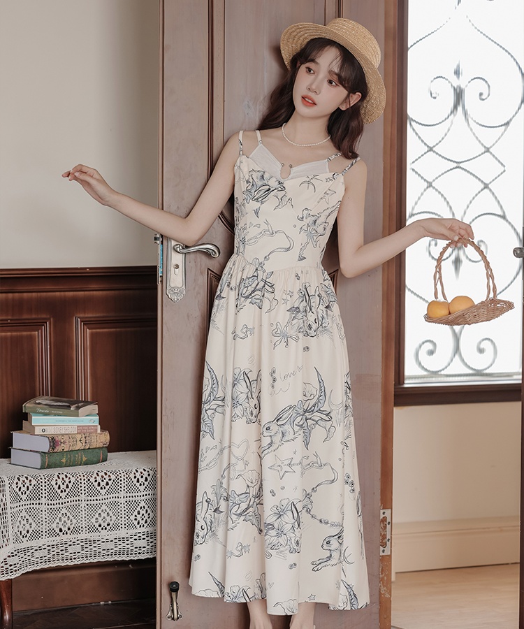 Niche cardigan flowers dress 2pcs set for women