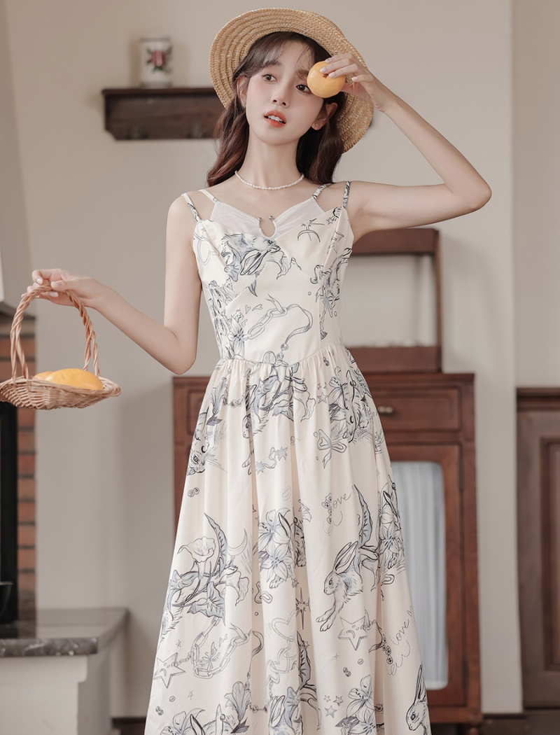 Niche cardigan flowers dress 2pcs set for women