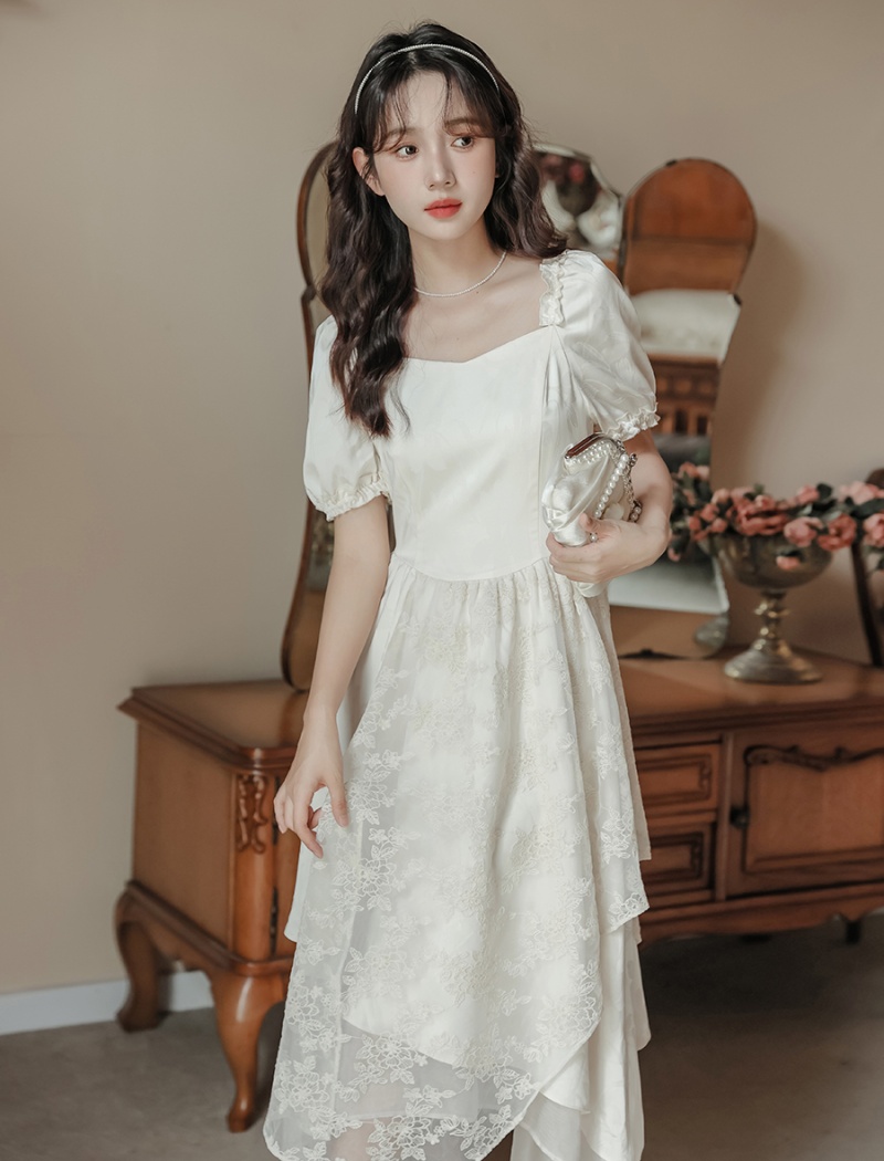Slim A-line long dress splice summer dress for women