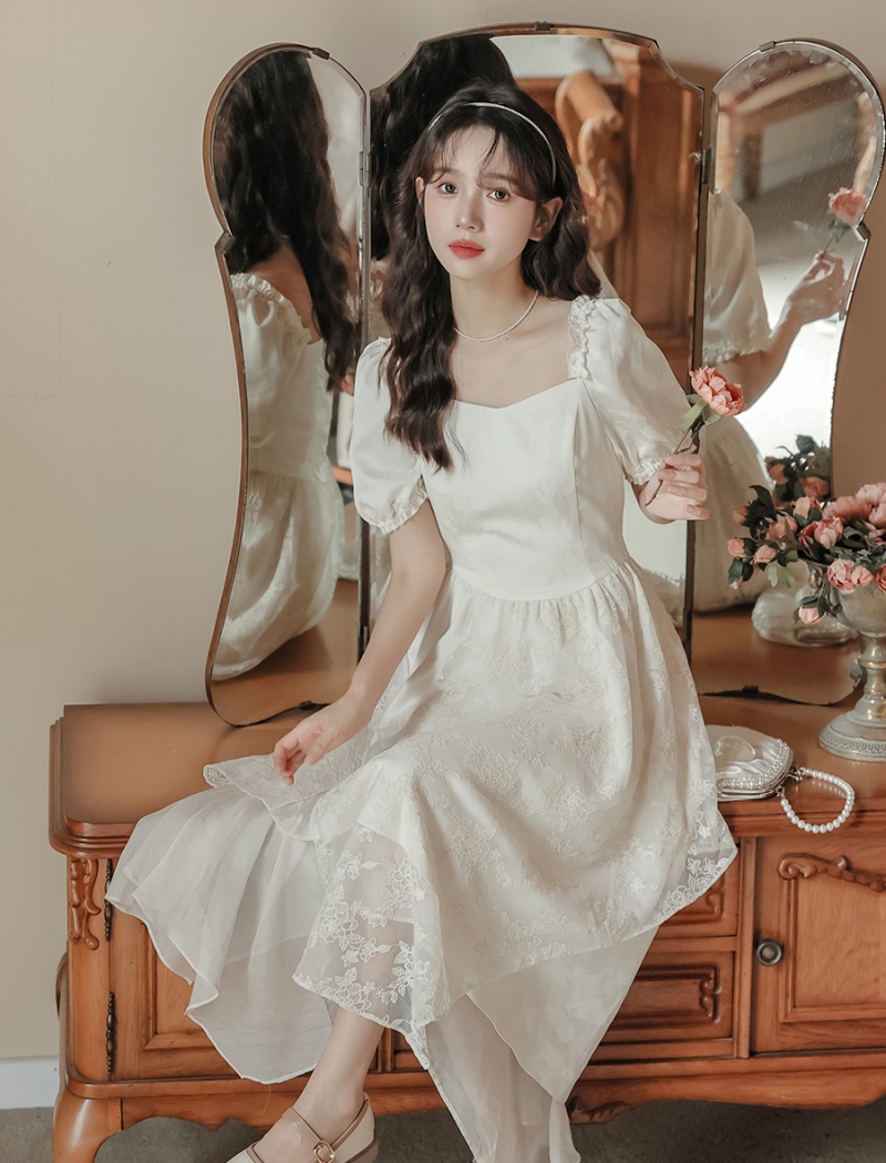 Slim A-line long dress splice summer dress for women