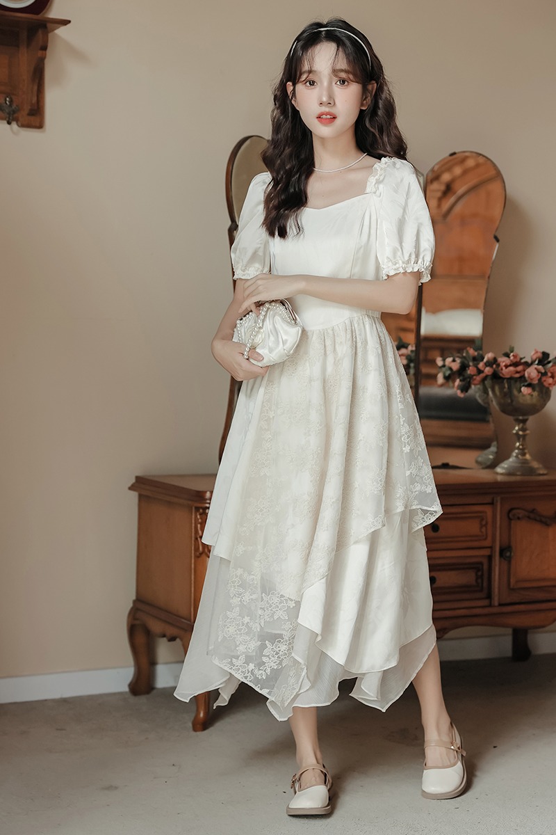 Slim A-line long dress splice summer dress for women