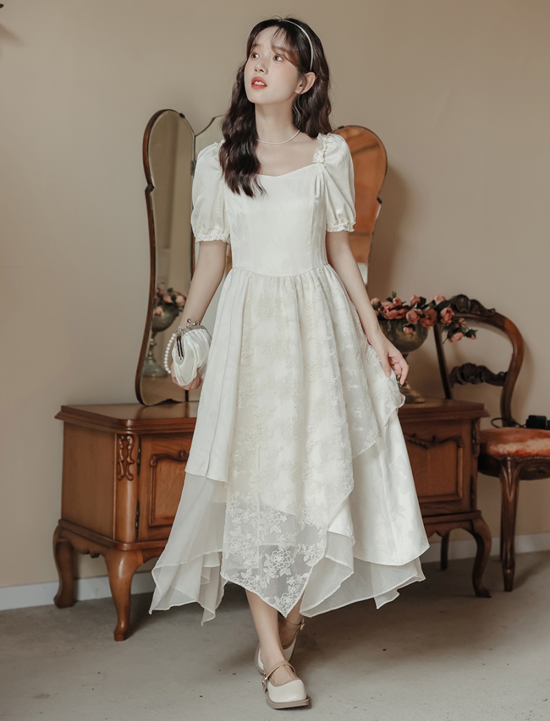 Slim A-line long dress splice summer dress for women
