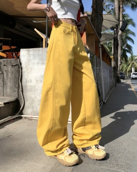 Straight wide leg loose high waist slim spring and summer jeans